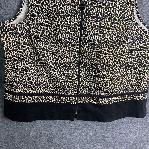 Vintage Mob Wife Brunch Leopard Zip Vest Sz 22W Collar Stretch Halmode Plus - Picture 3 of 10